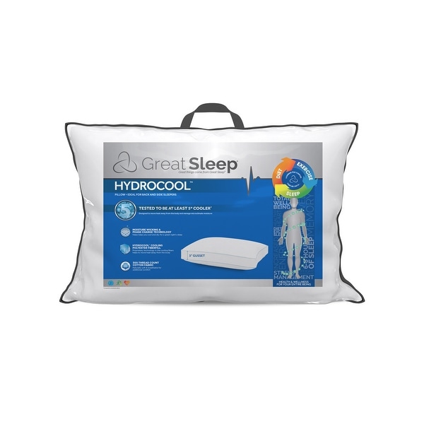 Great Sleep HYDROCOOL 3-Inch Gusset Pillow - White/Blue Cord