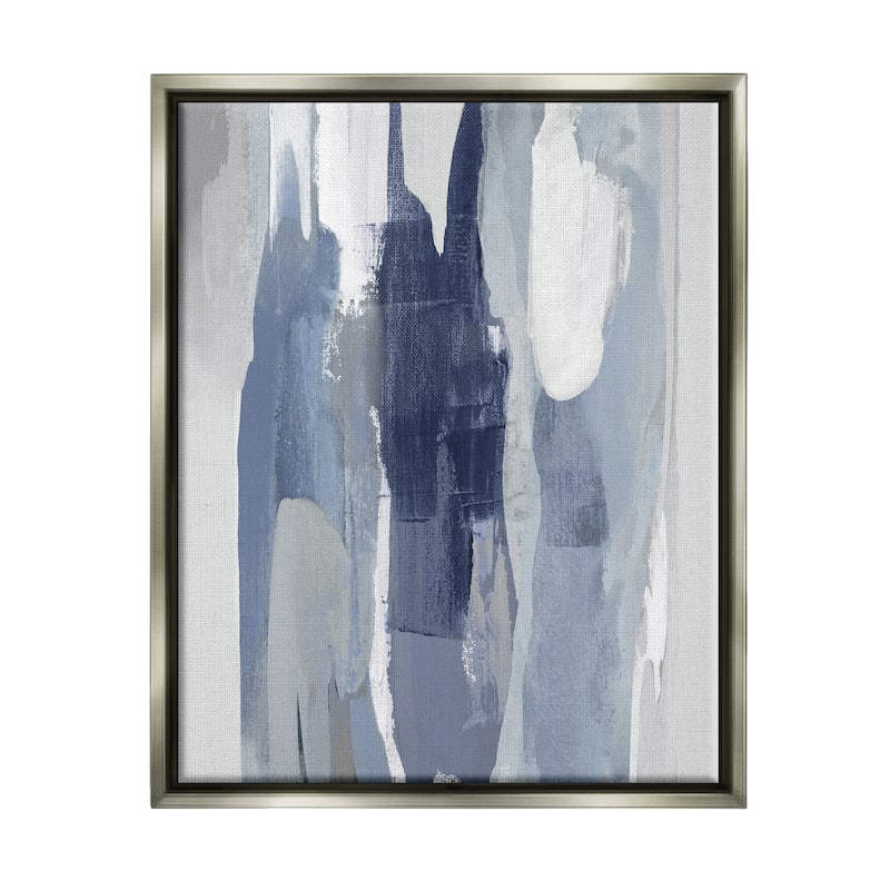 Stupell Layers of Blue and White Abstract Movements Floater Frame - 16 x 20 - Grey