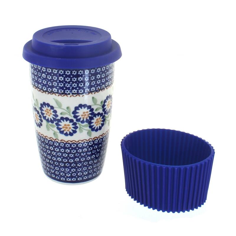 Blue Rose Polish Pottery K115 Manufaktura Travel Mug - Peach Blossom
