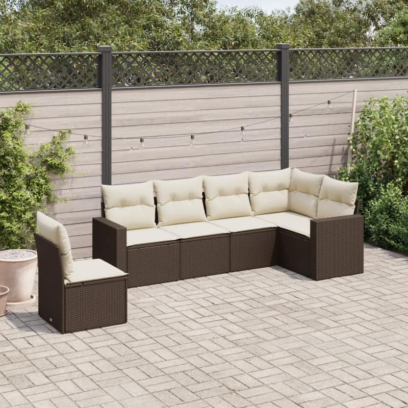 vidaXL Garden Sofa Set Brown and Cream PE rattan Medium Modular - 24.4 x 25.8 x 27.2