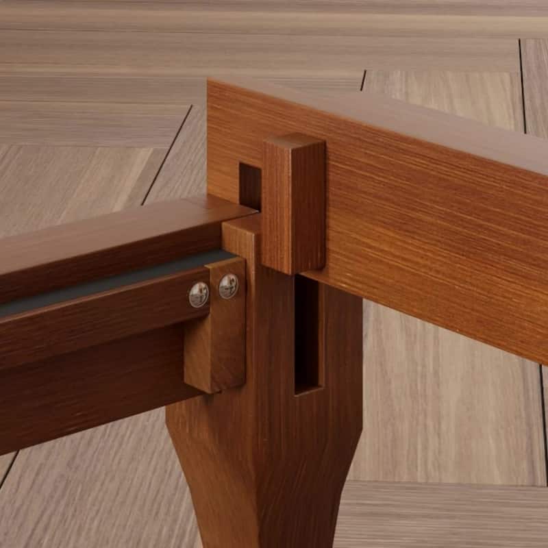 Solid Bamboo Wood Platform Bed with 48" Double Wing Upholstered Headboard