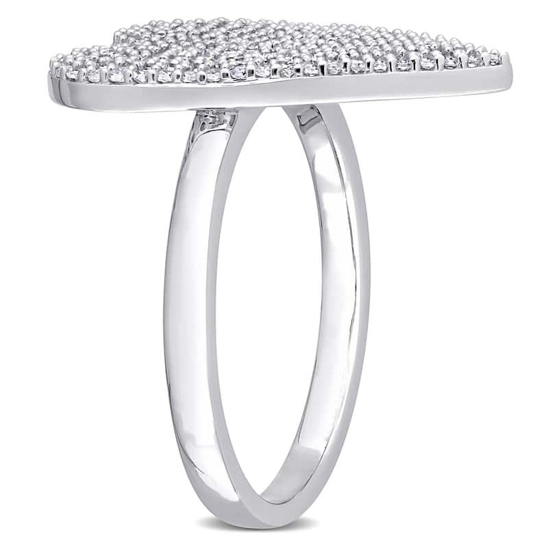 Miadora 3/5ct TDW Diamond Pave Heart Ring in 10k White Gold