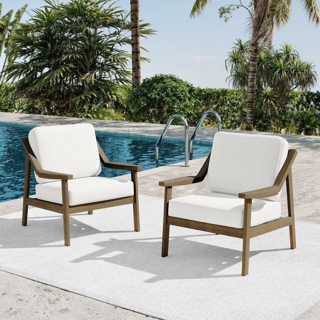 Outdoor Patio Club Chair Arm Lounge Cushion Chair (Set of 2)