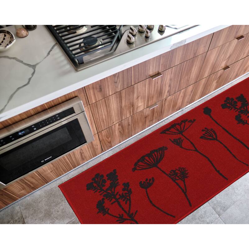 Wool Effect Wildflowers Kitchen Mat or Runner Rug