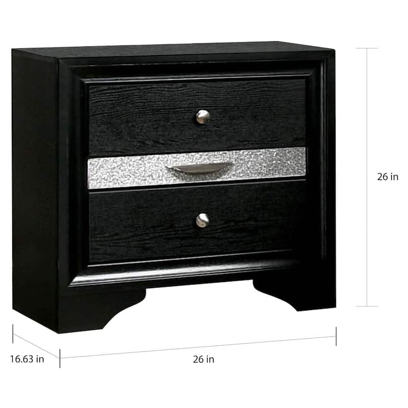 Balistrieri Contemporary Black 2-piece Nightstand and Chest Set by Silver Orchid