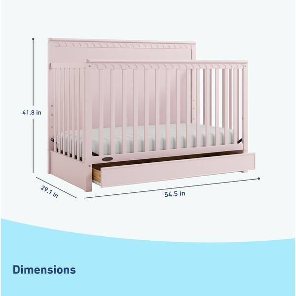 dimension image slide 3 of 5, Graco Sasha 5-in-1 Convertible Crib with Drawer