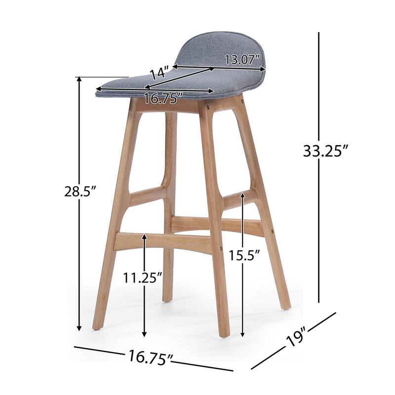 28.5" Mid-Century Modern Upholstered Low Back Barstools
