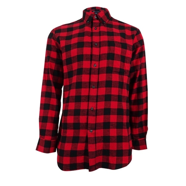 big and tall red and black flannel shirt