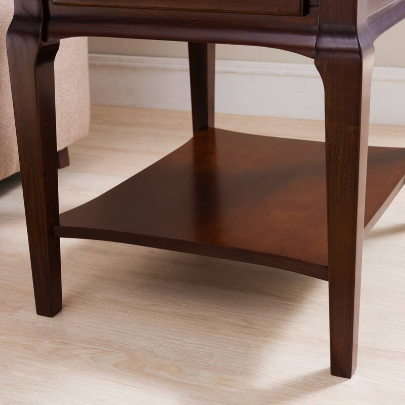 Stratus Solid Wood End Table with Shelf and Drawer