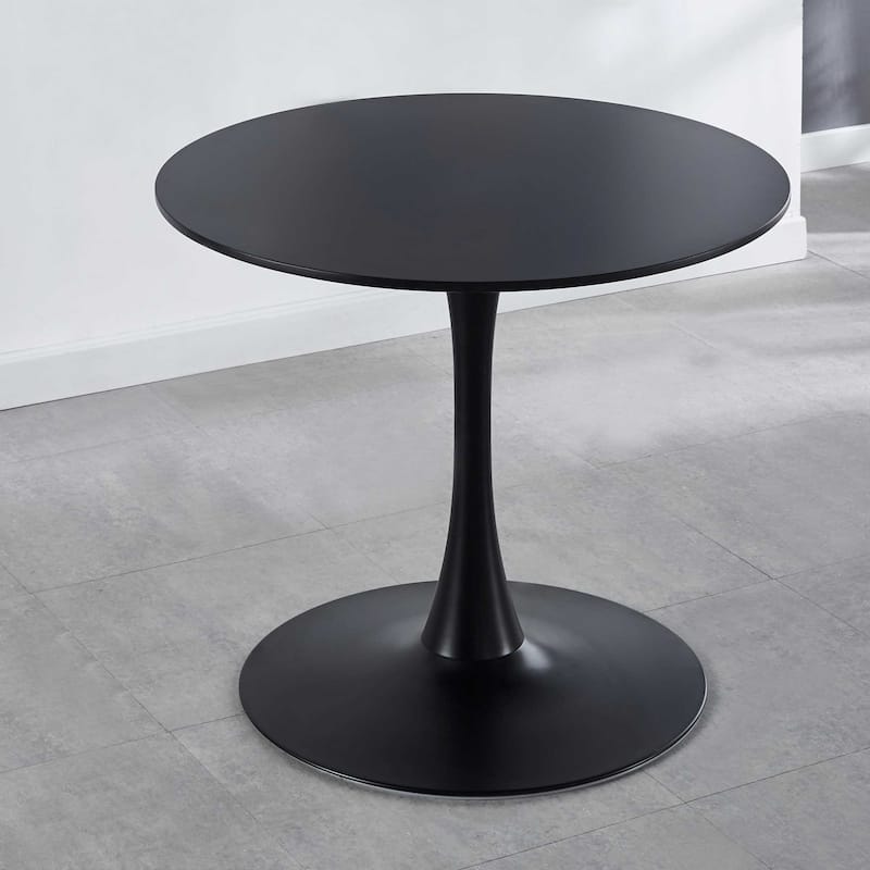 31.5"Black Tulip Table Mid-century Dining Table for 2-4 people With Round Mdf Table Top, Pedestal Dining Table