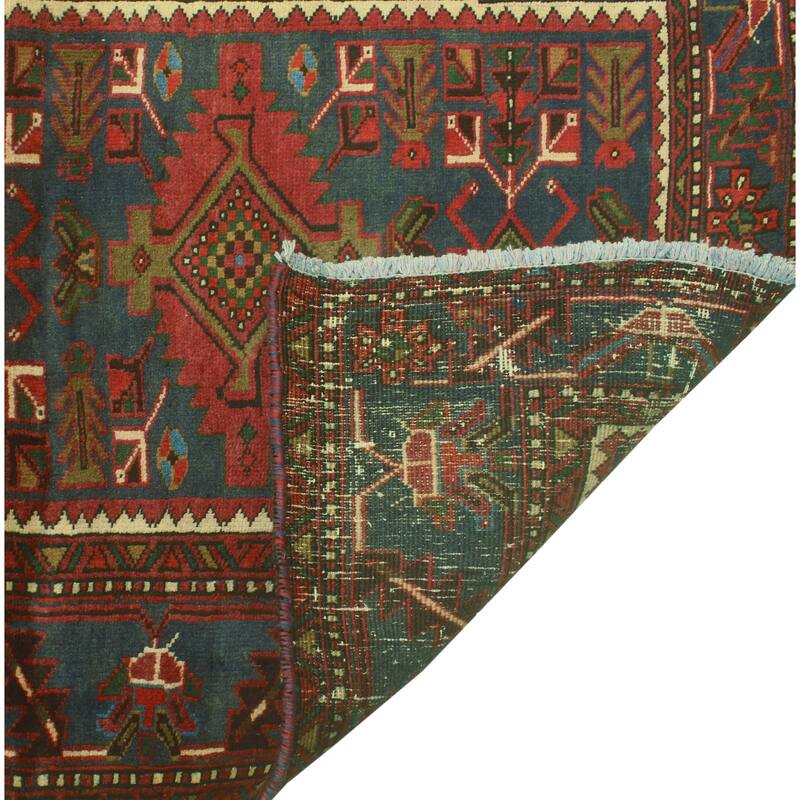 Fine Vintage Distressed Tajwar Rust/Blue Runner - 3'4" x 11'1"