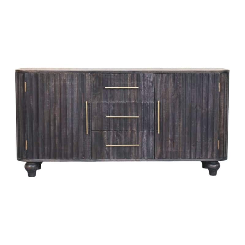 Artisan Furniture Solid Wood Savoy Sideboard, Black Ash, 2-Doors ,3-Drawers