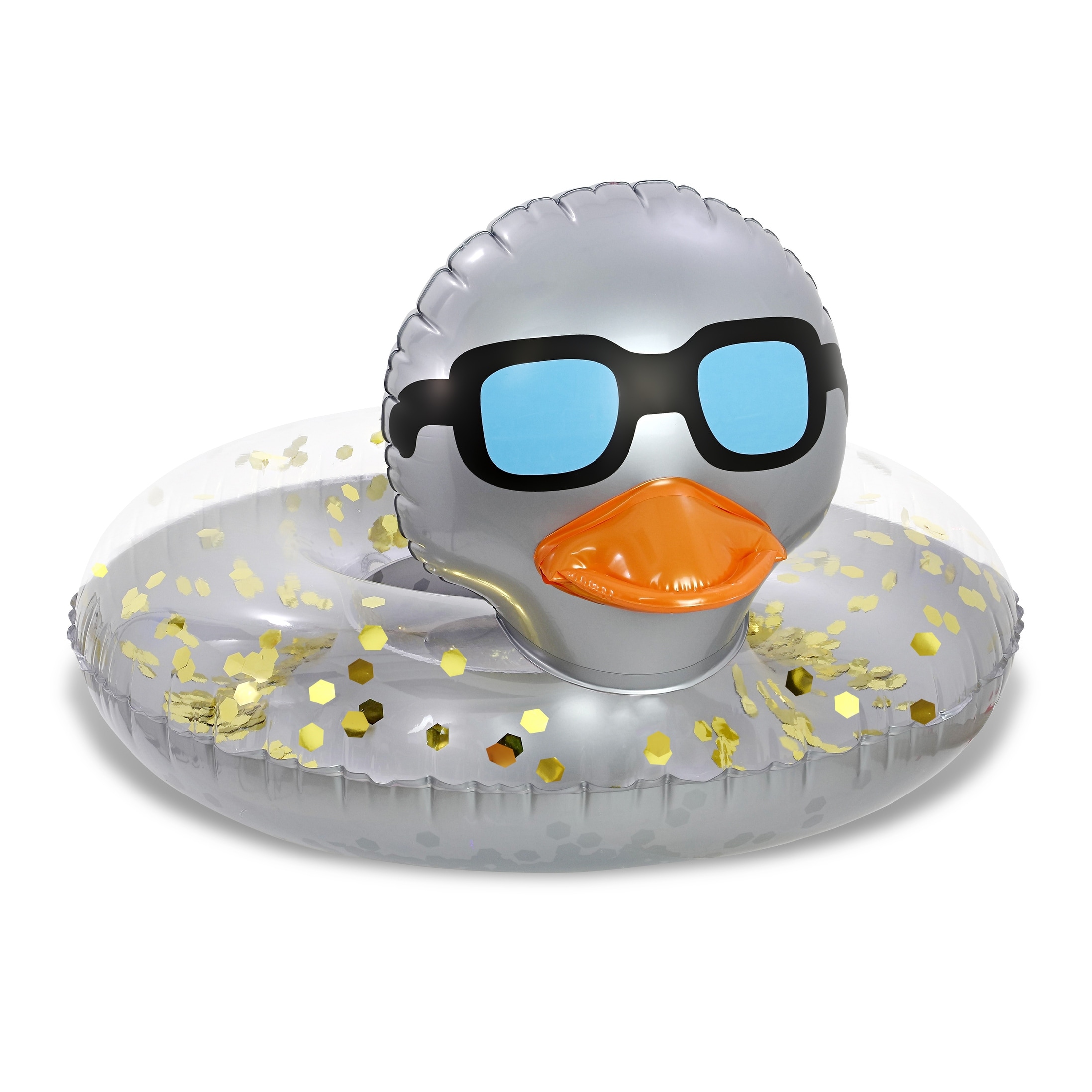POZA Inflatable Duck Pool Float Tube for Kids and Adults - Silver - 36 inches