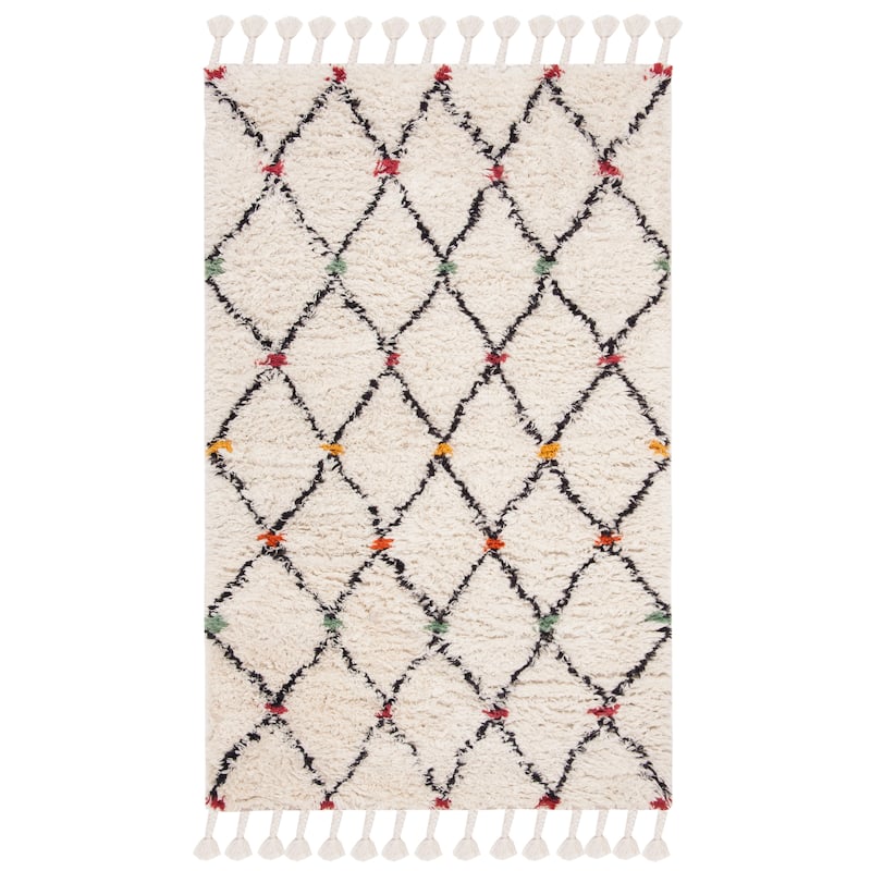 SAFAVIEH Handmade Casablanca Shag Hajri Tribal Wool Rug