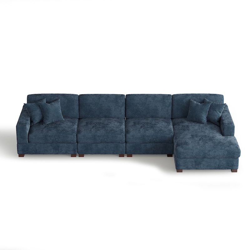 Modern Oversized Chenille Modular Sectional Sofa With Chaise