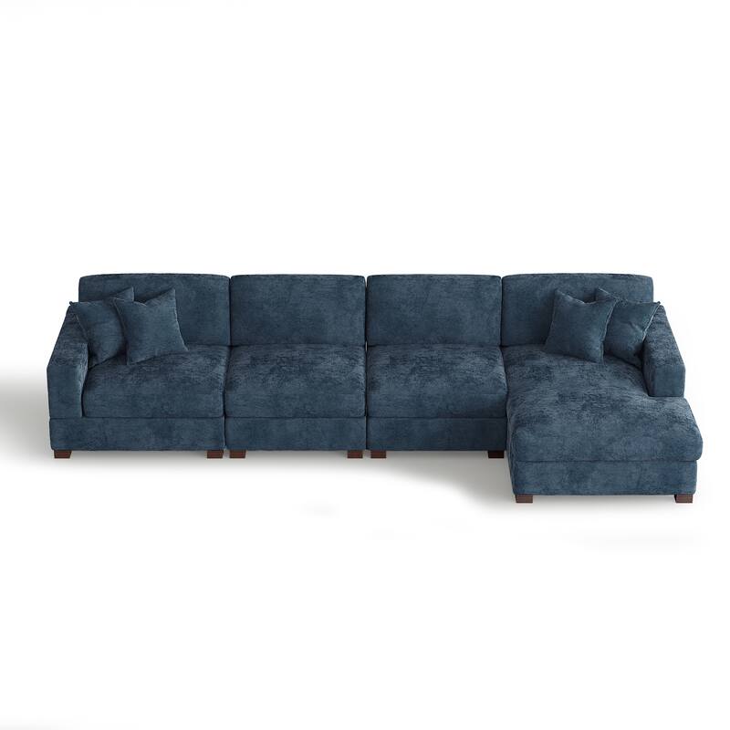 Oversized Modern Chenille L-shape Modular Sectional Sofa with Chaise
