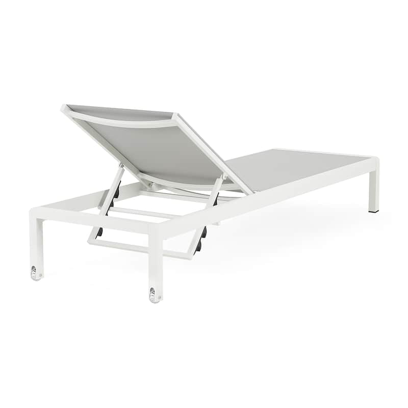 Cape Coral Outdoor Aluminum Chaise Lounge (Set of 2) by Christopher Knight Home - 77.56" D x 25.20" W x 11.80" H