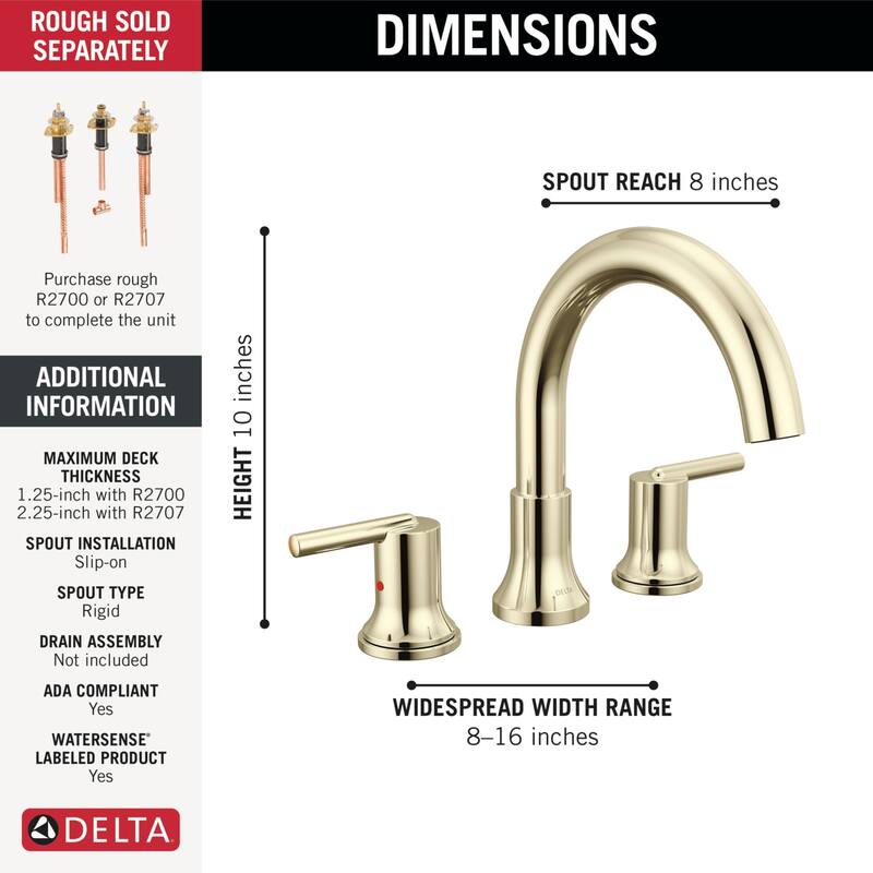 Delta Trinsic Deck Mounted Roman Tub Filler Trim with Metal Lever