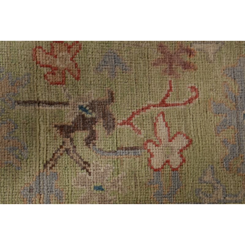Hand Knotted Oriental 100% Wool Carpet Transitional All-Over Navy Blue & Blues Oushak Area Rug - 8' 11'' X 6' 1''