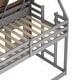 preview thumbnail 8 of 7, Twin Size Cozy and Fun Wood House Bunk Bed with Window Roof Shape Design with Ladder and Climbing Ramp, Brown+Gray