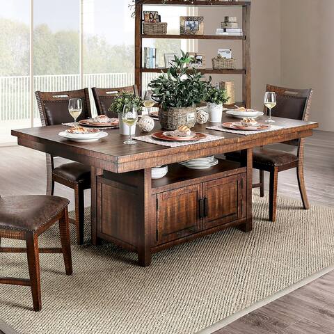 Furniture of America Rainier Walnut 75-inch Dining Table with Storage