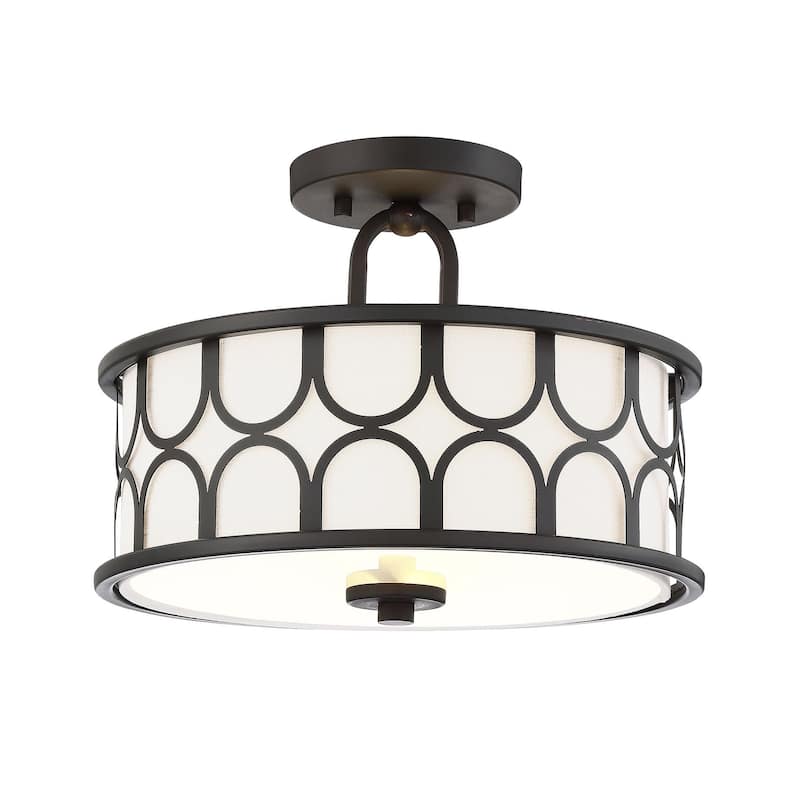 Meridian M60015 2 Light 13" Wide Semi-Flush Drum Ceiling Fixture
