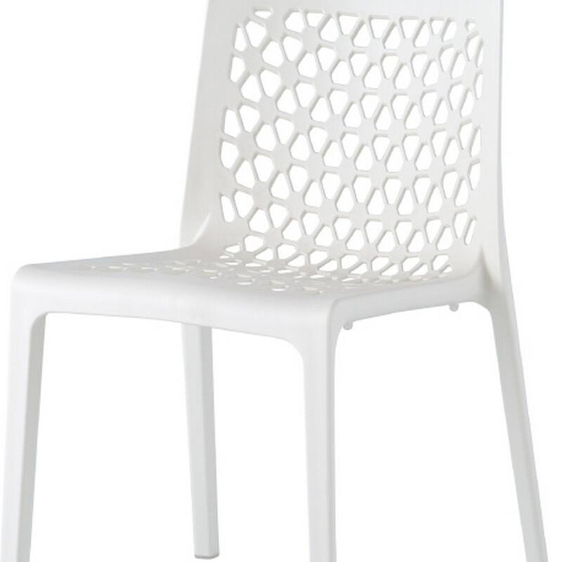 HomeRoots Set of Two White Heavy Duty Plastic Outdoor Stacking Dining Chairs