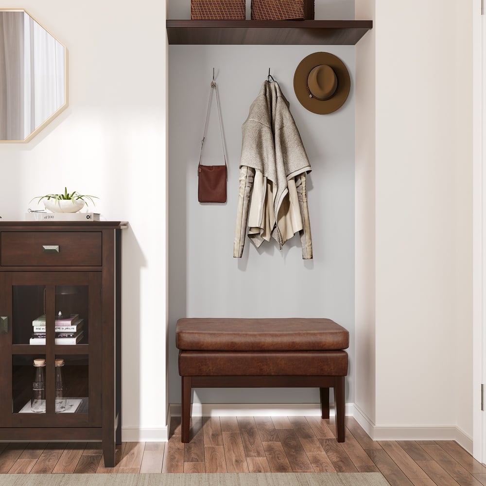 WYNDENHALL Bragg 27 inch Wide Mid Century Small Ottoman Bench