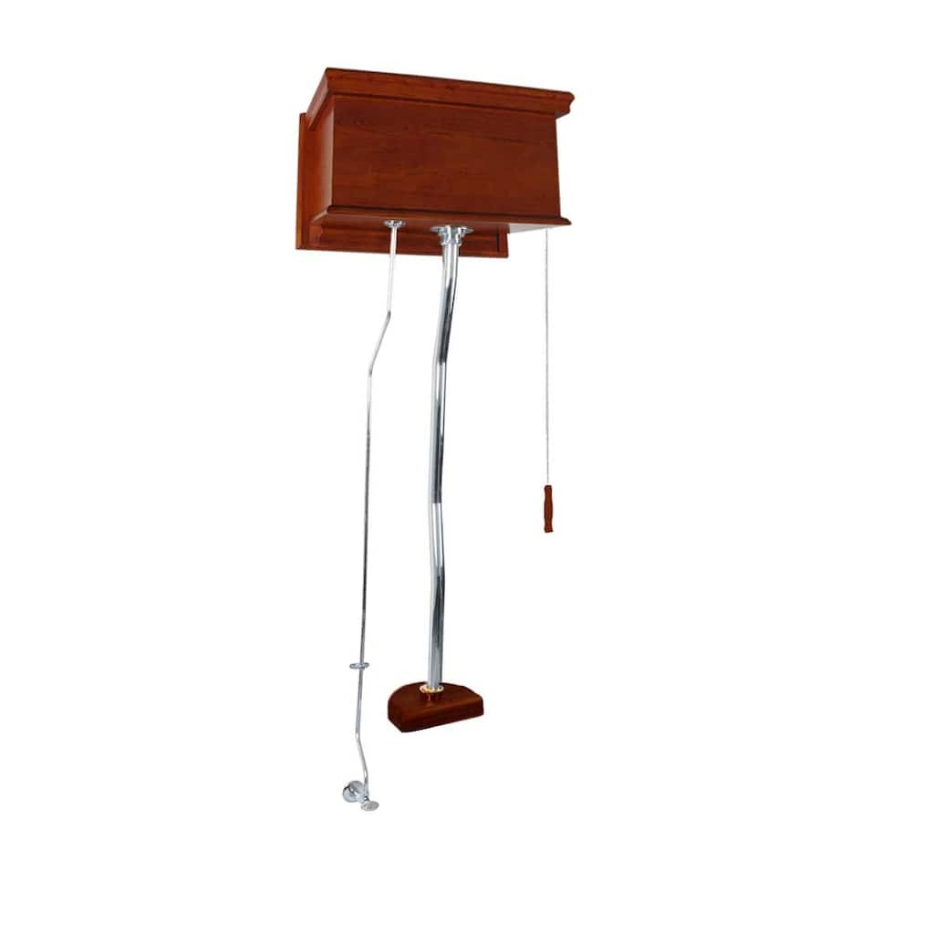 High Tank Toilet Conversion Kit - Light Mahogany woth Chrome Top Entry Renovators Supply