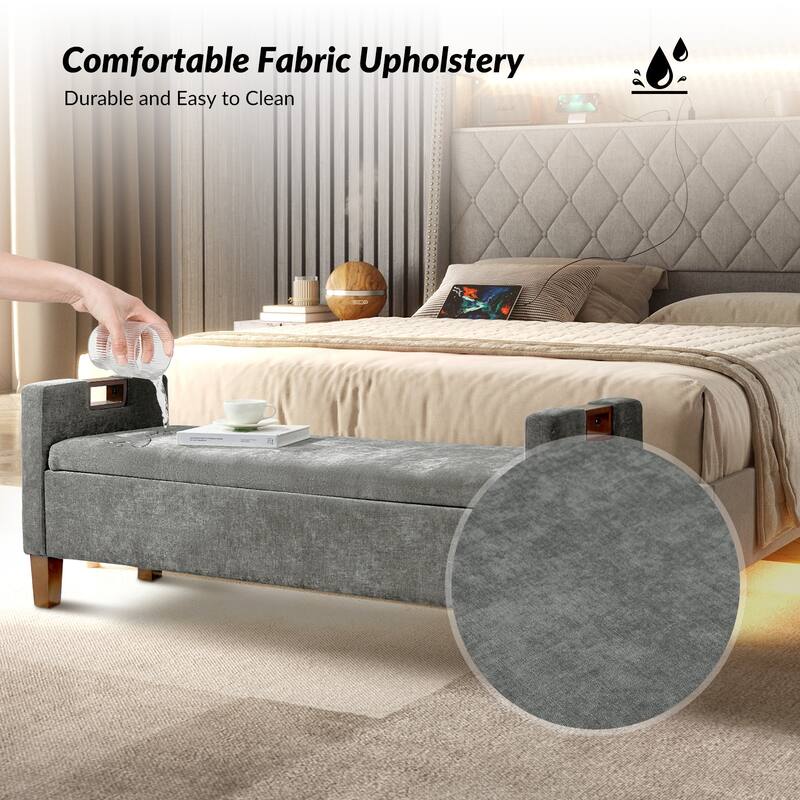 Clara Storage Bench with Solid Wood Legs by HULALA HOME