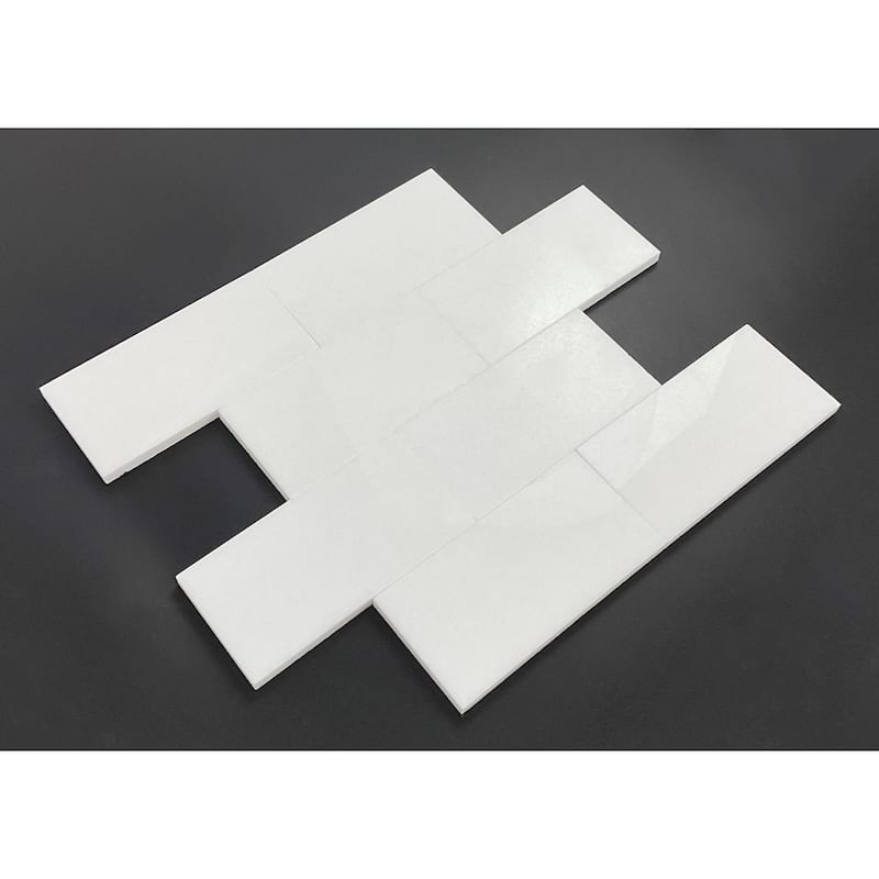 Thassos White Polished 3 x 6 Subway Wall and Floor Tiles - 1 Case (8 Sq/Ft)