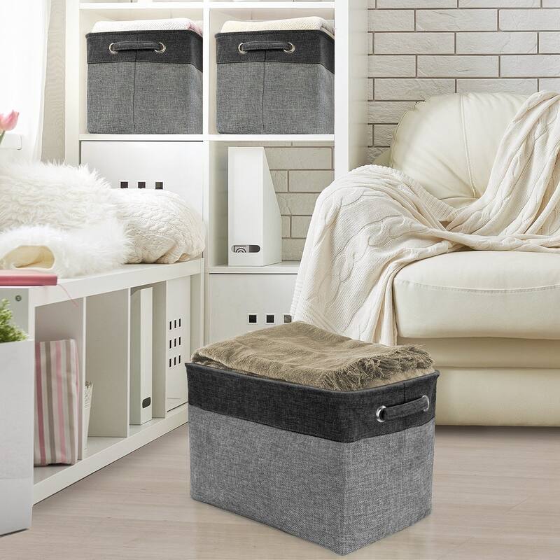 Sorbus Fabric Storage Bins for Shelves 15" Large Sturdy Collapsible Storage Baskets with 2 Handles (6 Pack)