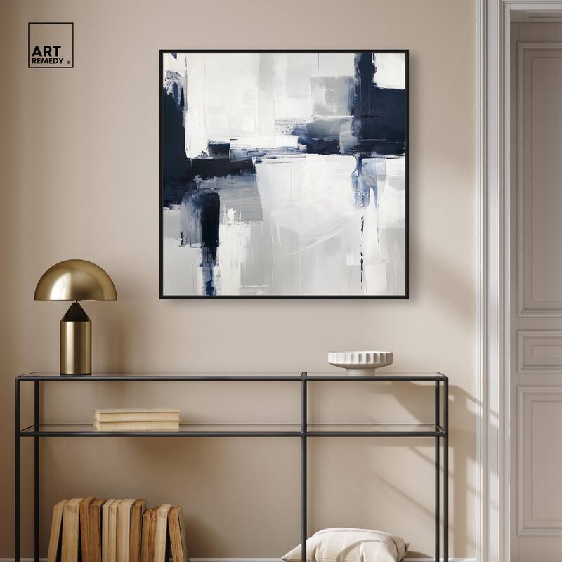 Blue Cascades on Still White Canvas by Art Remedy