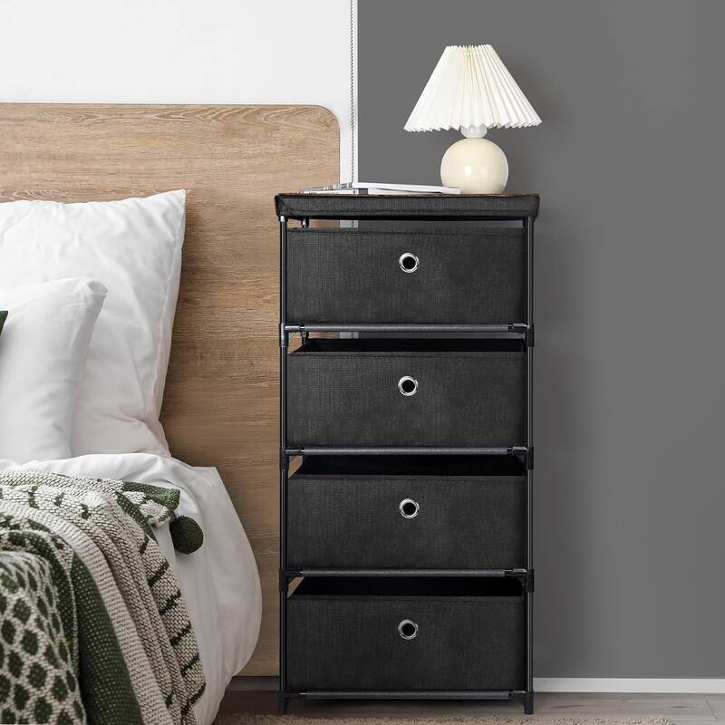 4 Drawer Fabric Dresser with Top
