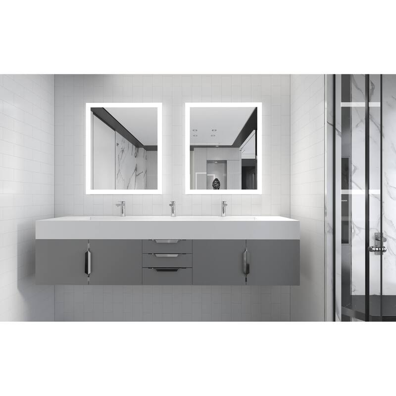 Nile 84" Wall Mounted Bathroom Vanity Set w/ White Top