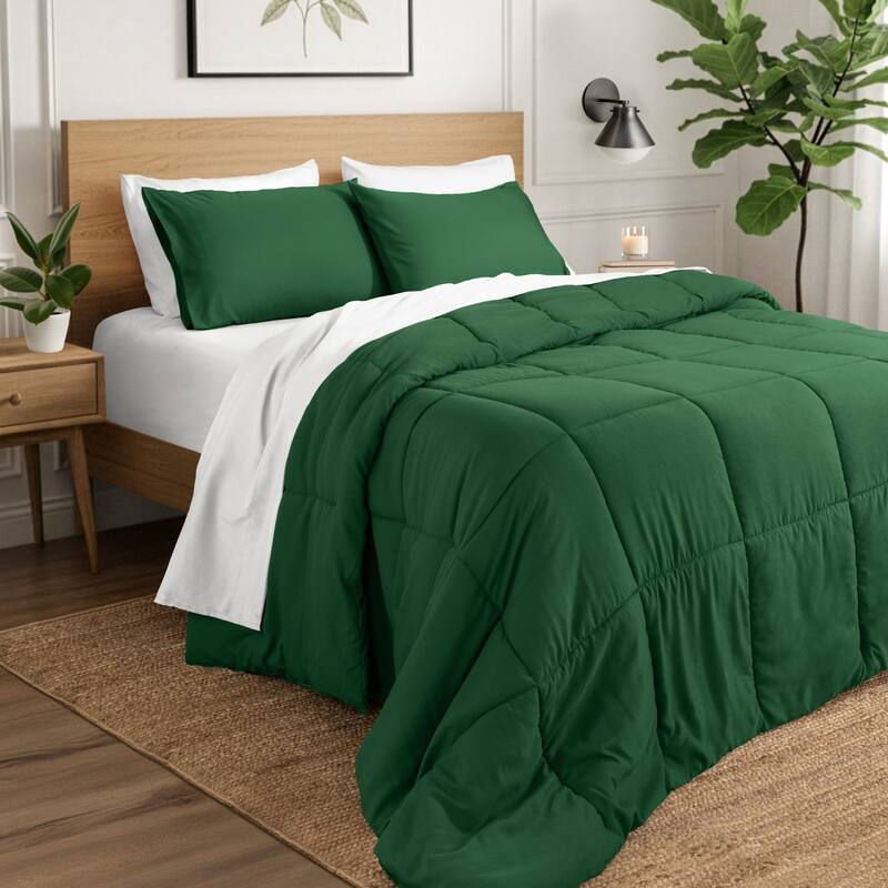 Ivy Union Microfiber Comforter Set - Queen - Forest Green - Box Stitch