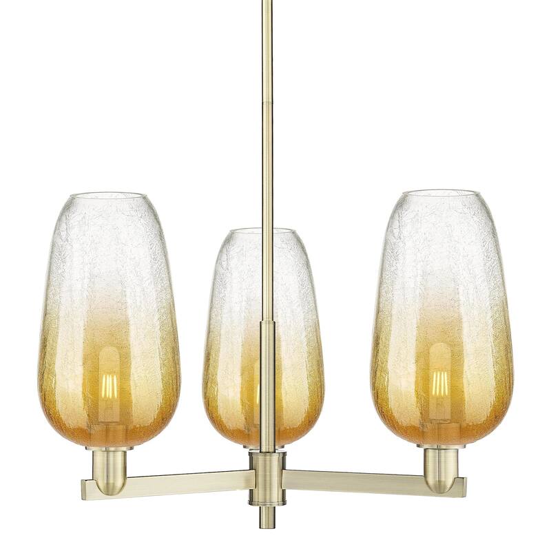 Innovations Lighting 716-3CR-17-18 Brookhaven Flute Chandelier - Antique Brass / Amber