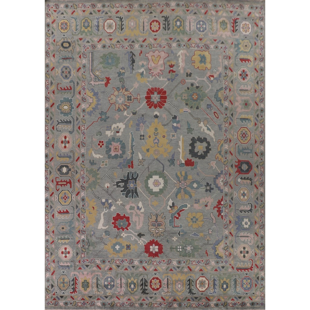 Floral Oushak Oriental Large Area Rug Handmade Wool Carpet - 12'2"x 14'9"