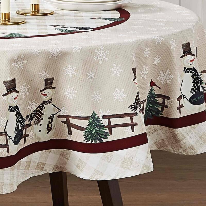 Avanti Linens Country Snowman 70" Round Tablecloth