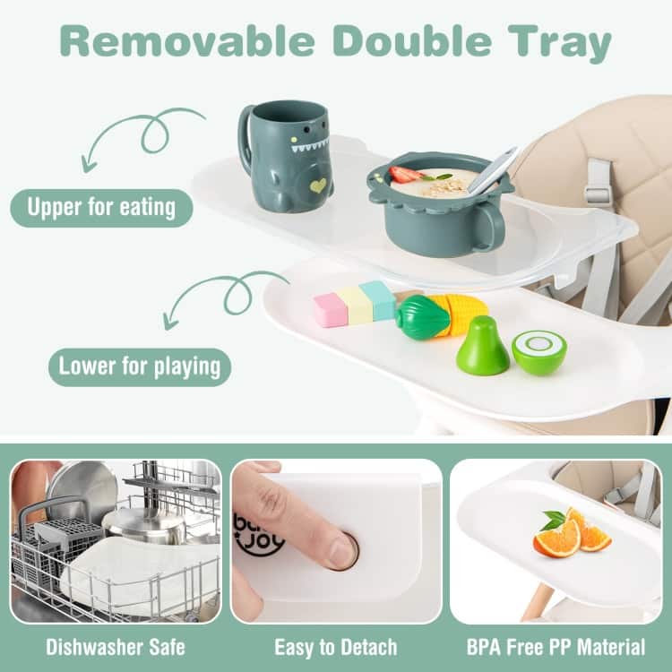 6-in-1 Baby High Chair with Removable Dishwasher and Safe Tray - 24.5" x 23" x 35.5"
