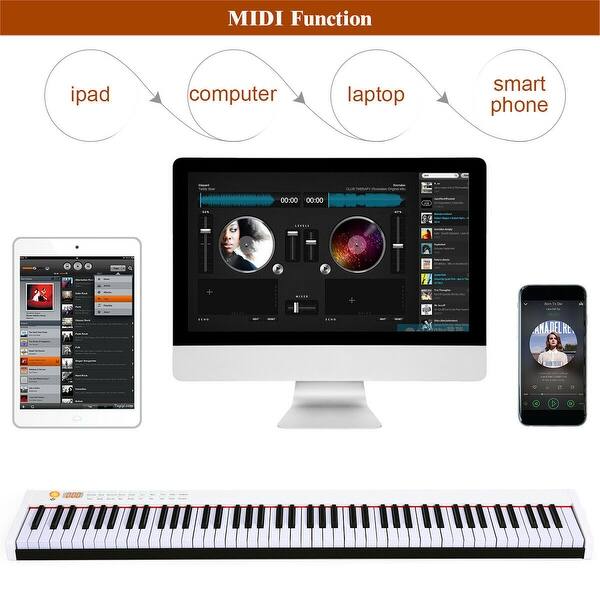 Shop Bx Ii 88 Key Portable Weighted Digital Piano With Bluetooth Mp3 Overstock 30732420 White