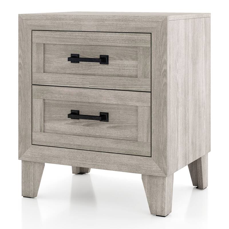 Furniture of America Holland Washed White Melamine Top 2-Drawer Nightstand