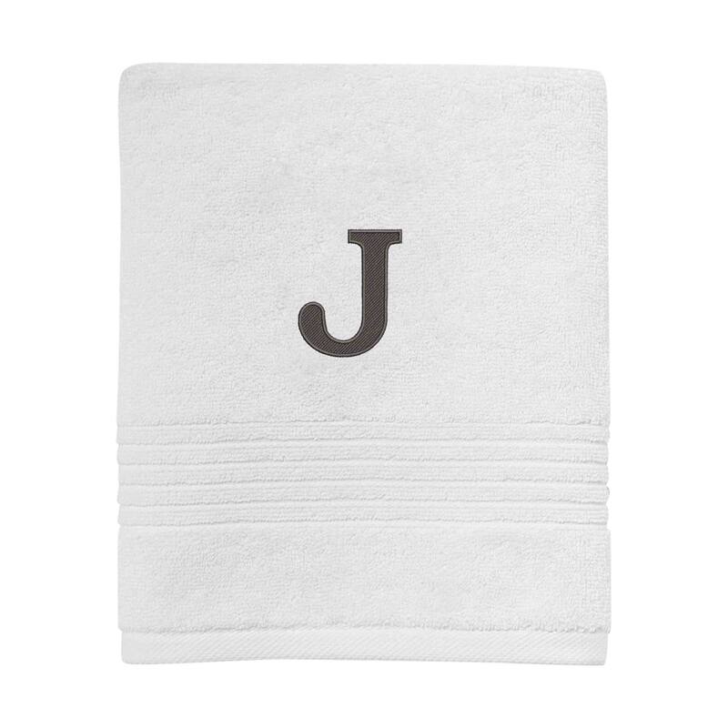 Avanti Linens Wht/Gry Block Monogram Hand Towel - Hand Towel