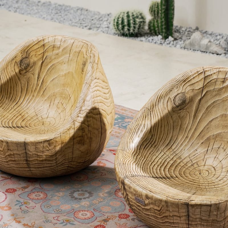 Rustic Outdoor Wood-finish Terrafab Composite Sofa (Set of 2)