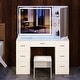 preview thumbnail 33 of 34, Makeup Vanity with XL Lighted Mirror & Stool, 7 Drawers Bedroom Vanity Desk