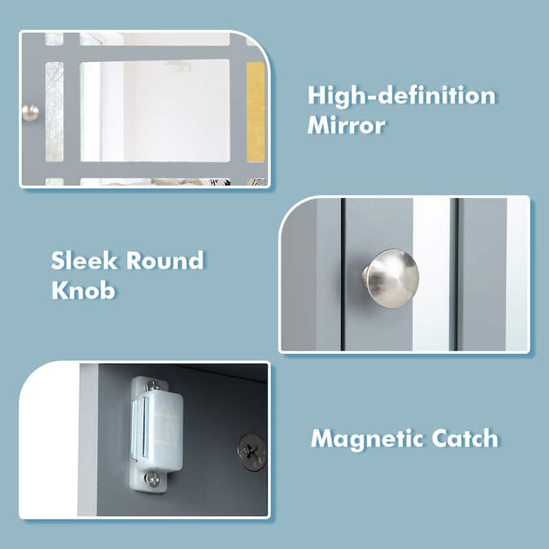 Gymax Mirrored Medicine Cabinet Bathroom Wall Mounted Storage