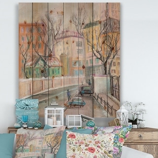 Designart 'Lanes In Moscow City' Traditional Print on Natural Pine Wood