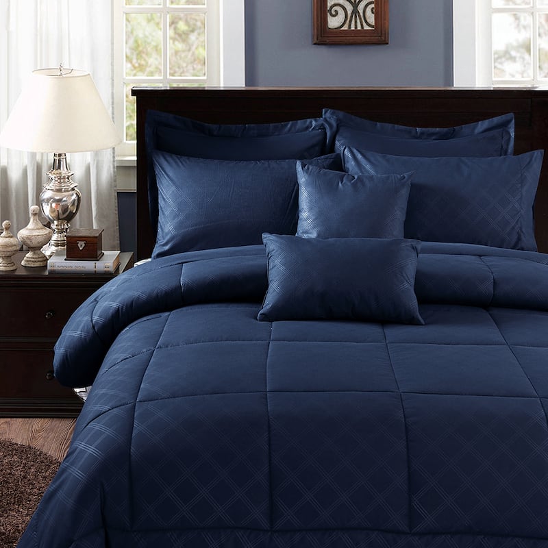 Navy Plaid Comforter Set