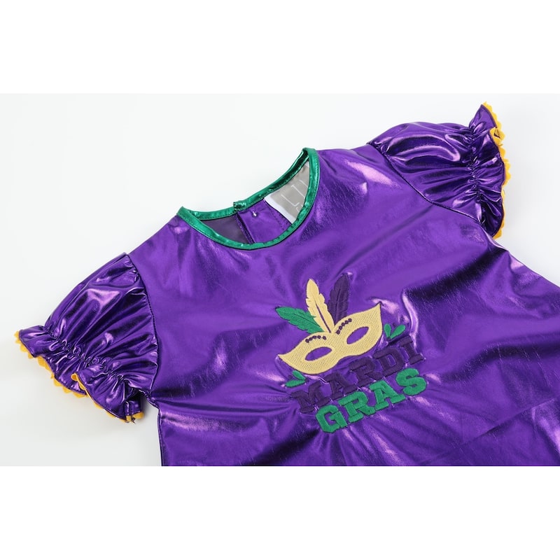 Lil Cactus Purple Mardi Gras Applique Bishop Dress