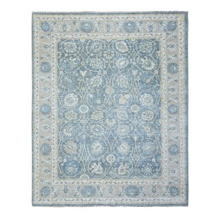 Shahbanu Rugs Blueish Gray Hand Knotted Finer Peshawar with Mahal ...